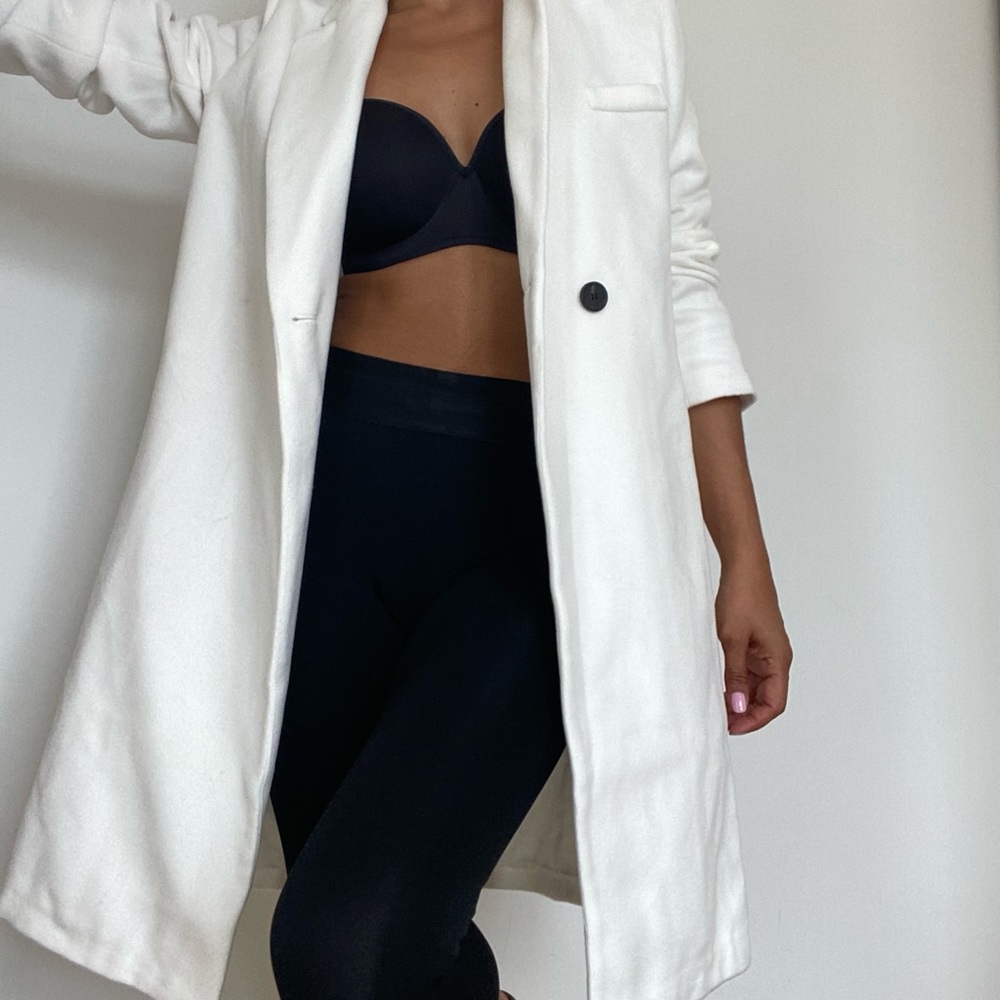 NWT White Trench with Black Buttons, Size XL
